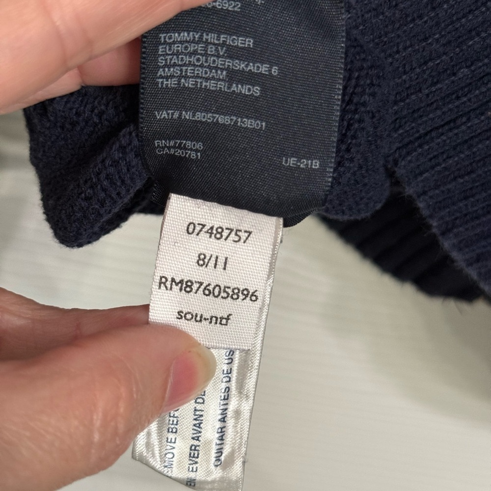 Tommy Hilfiger Full Zip Sweater Youth L Fits Adult XS/S Y2K preppy navy blue - Picture 9 of 9